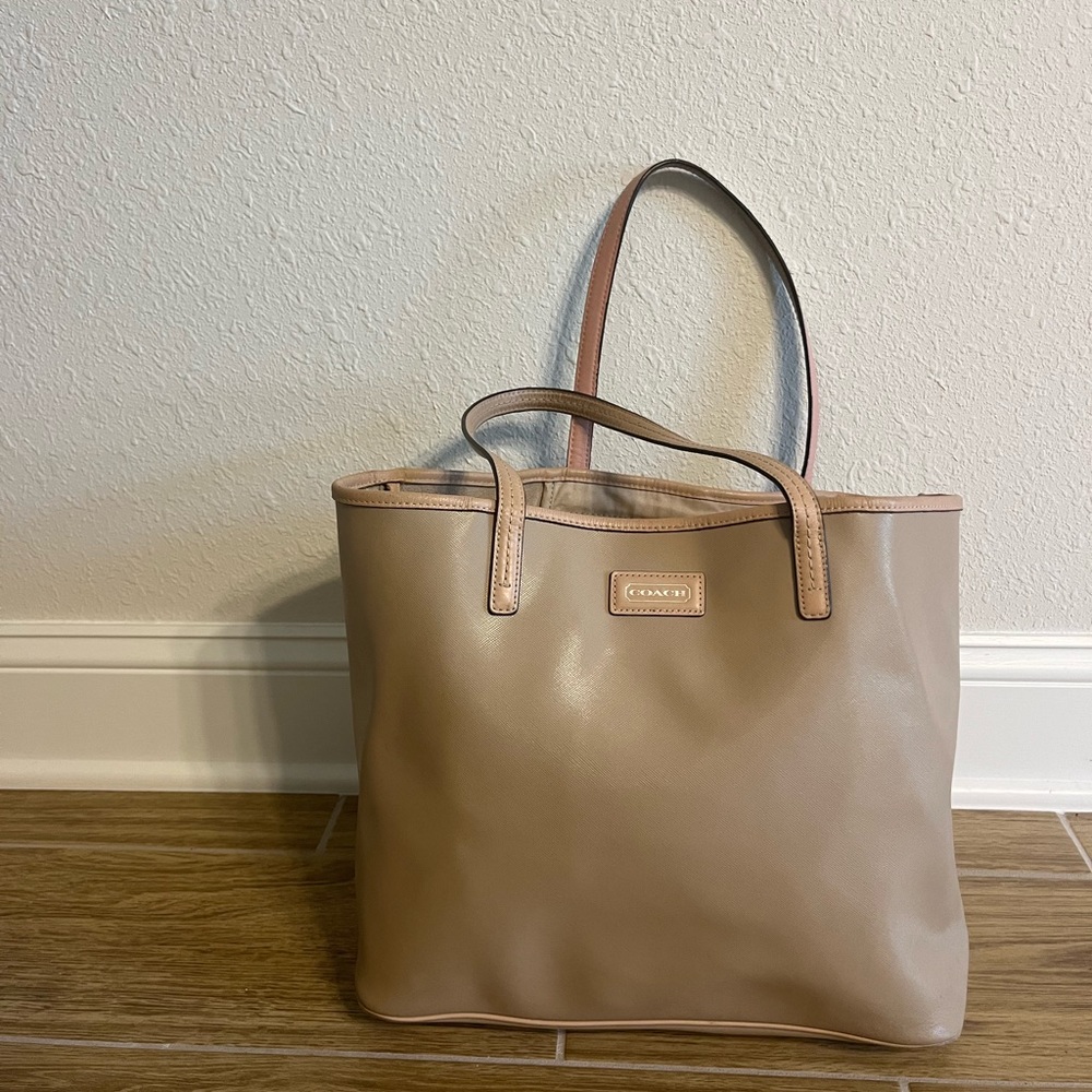 COACH SHOULDER  SATCHEL TRAVEL WEEKEND TOTE BAG BROWN LEATHER f25341